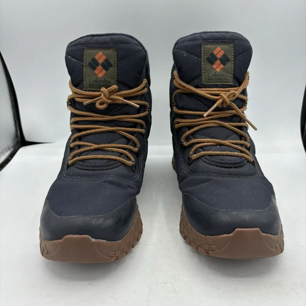 Columbia Hiking Boots Mens Size 12 Fairbanks Omni Heat Navy Blue Leather Waterpr